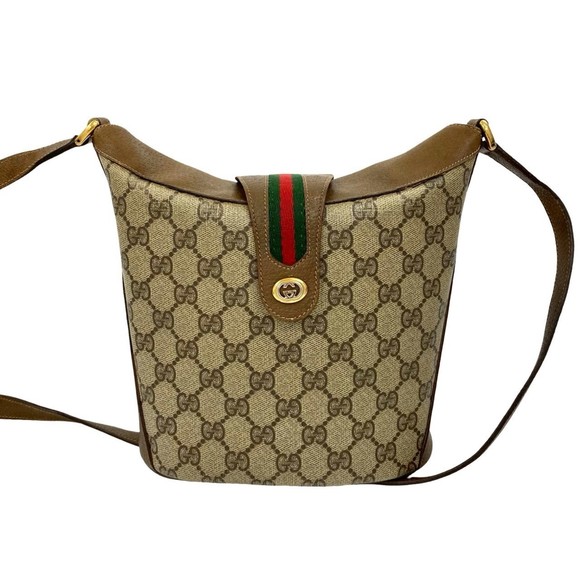 GUCCI Old Gucci Vintage Sherry Line GG Logo Hardware Leather